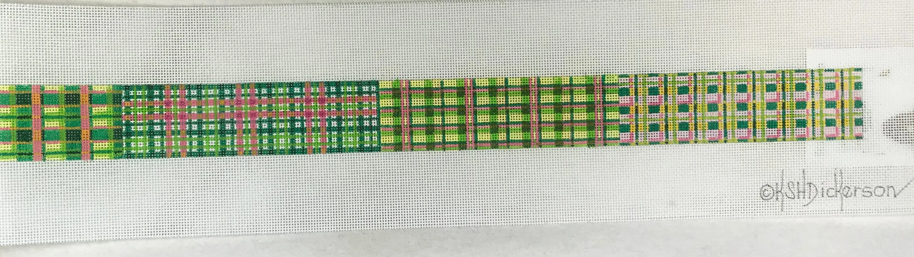 * Kate Dickerson Needlepoint BL-03 Patchwork Belt Pink