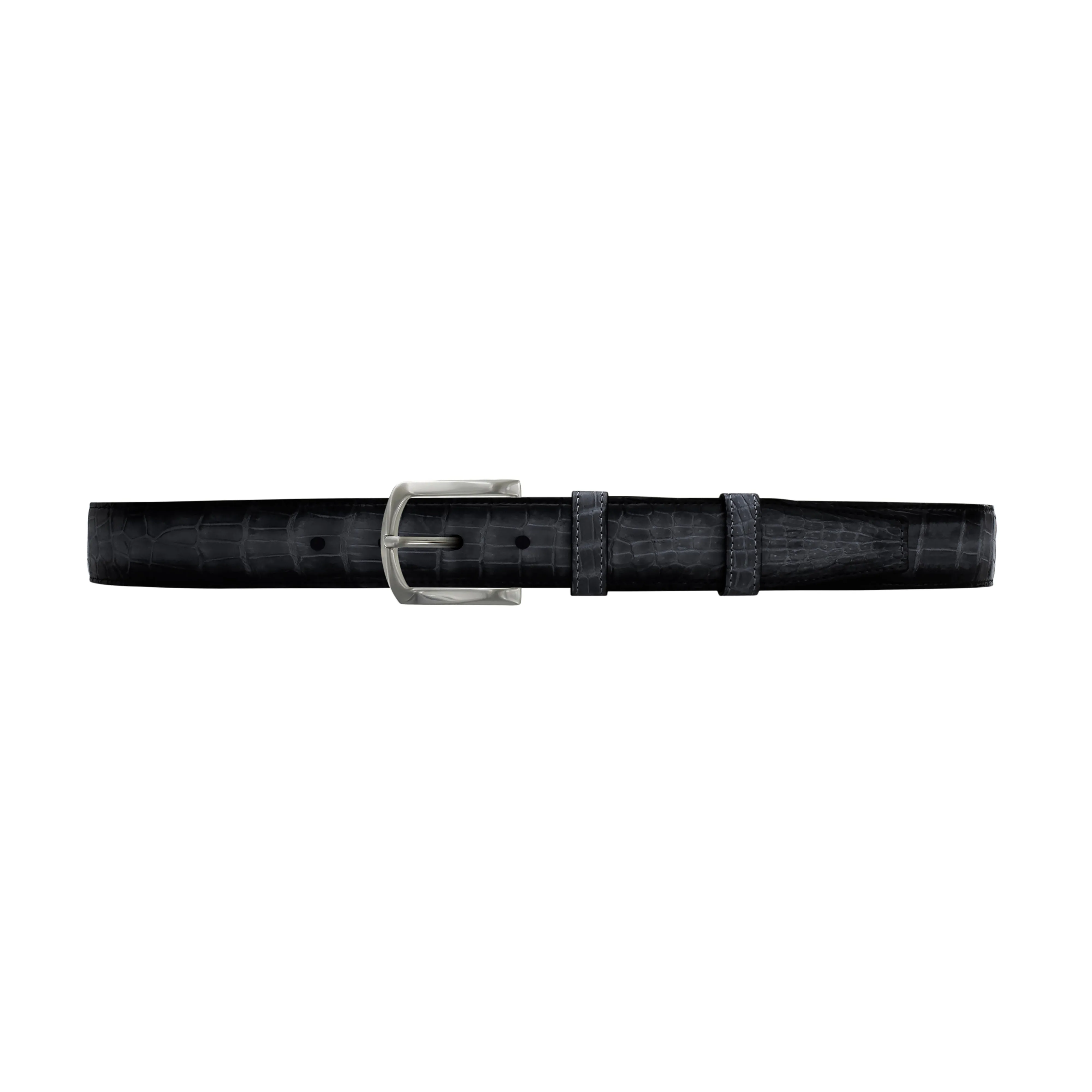 1 1/4" Charcoal Patina Belt with Sutton Dress Buckle in Matt Nickel