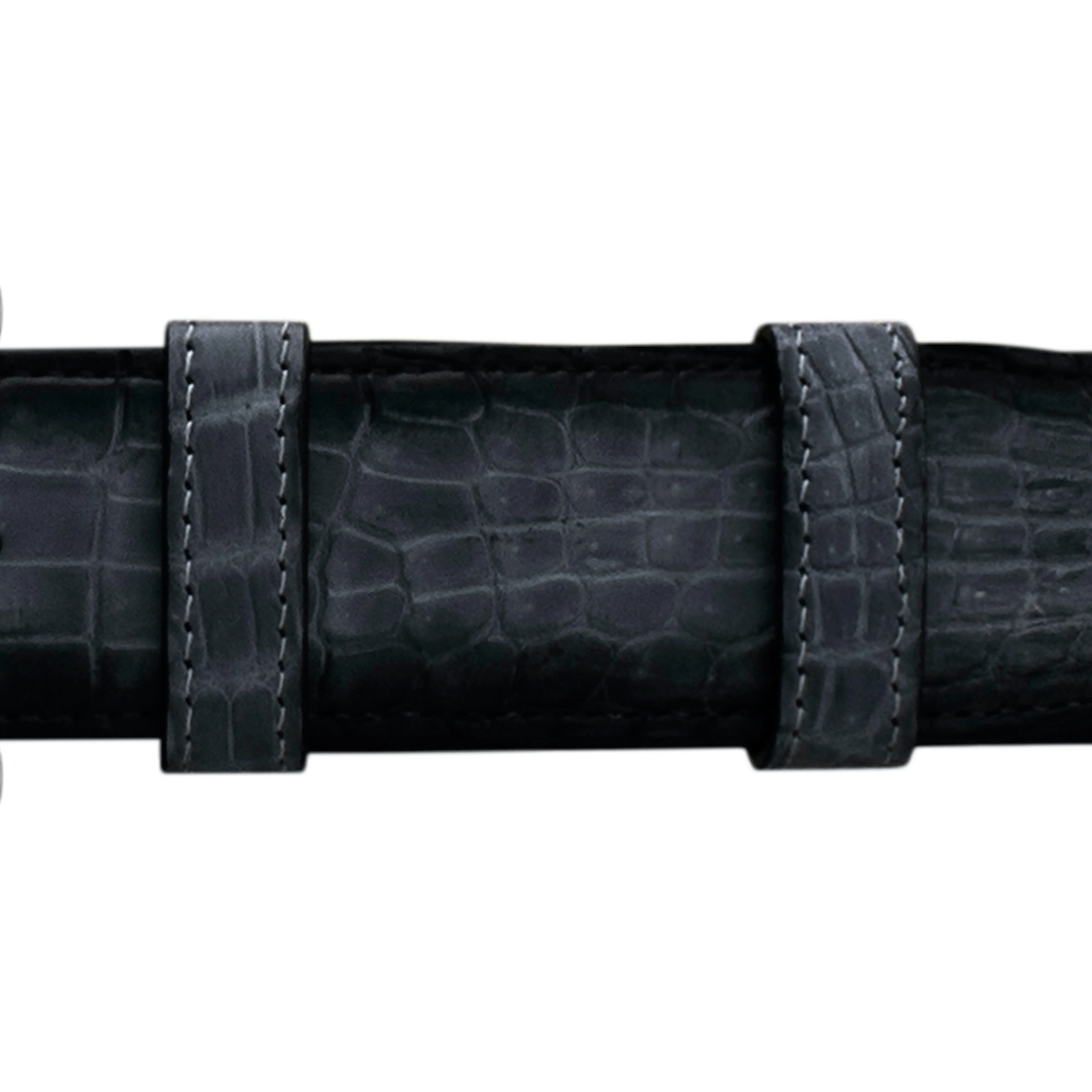 1 1/4" Charcoal Patina Belt with Sutton Dress Buckle in Matt Nickel