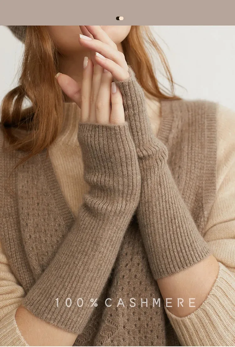 100% Cashmere Fingerless Gloves