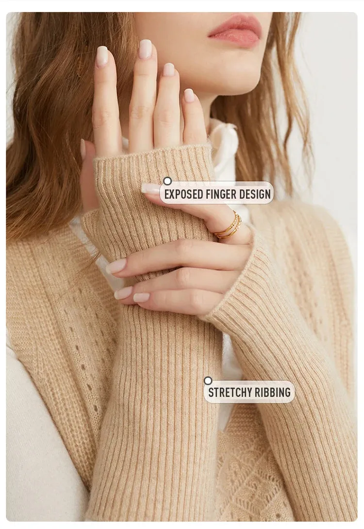 100% Cashmere Fingerless Gloves