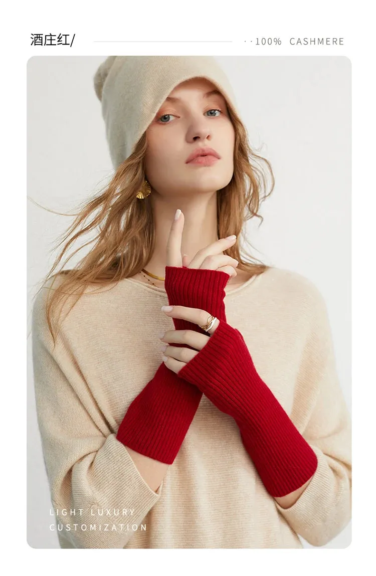 100% Cashmere Fingerless Gloves