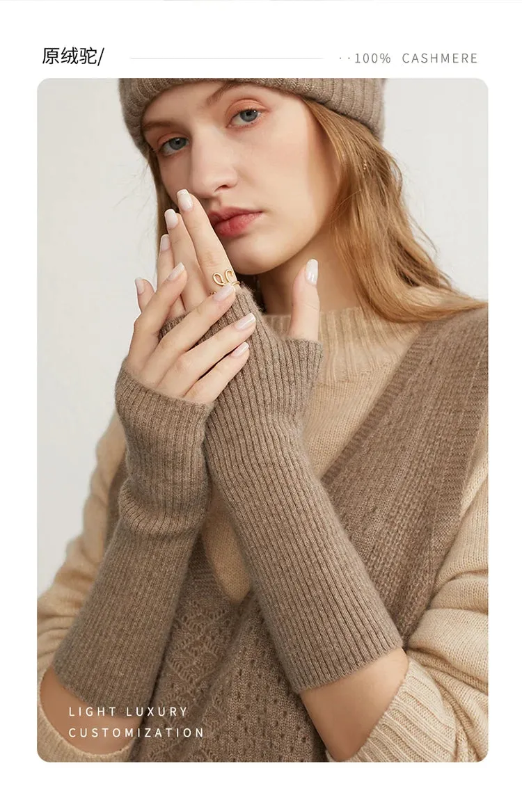 100% Cashmere Fingerless Gloves