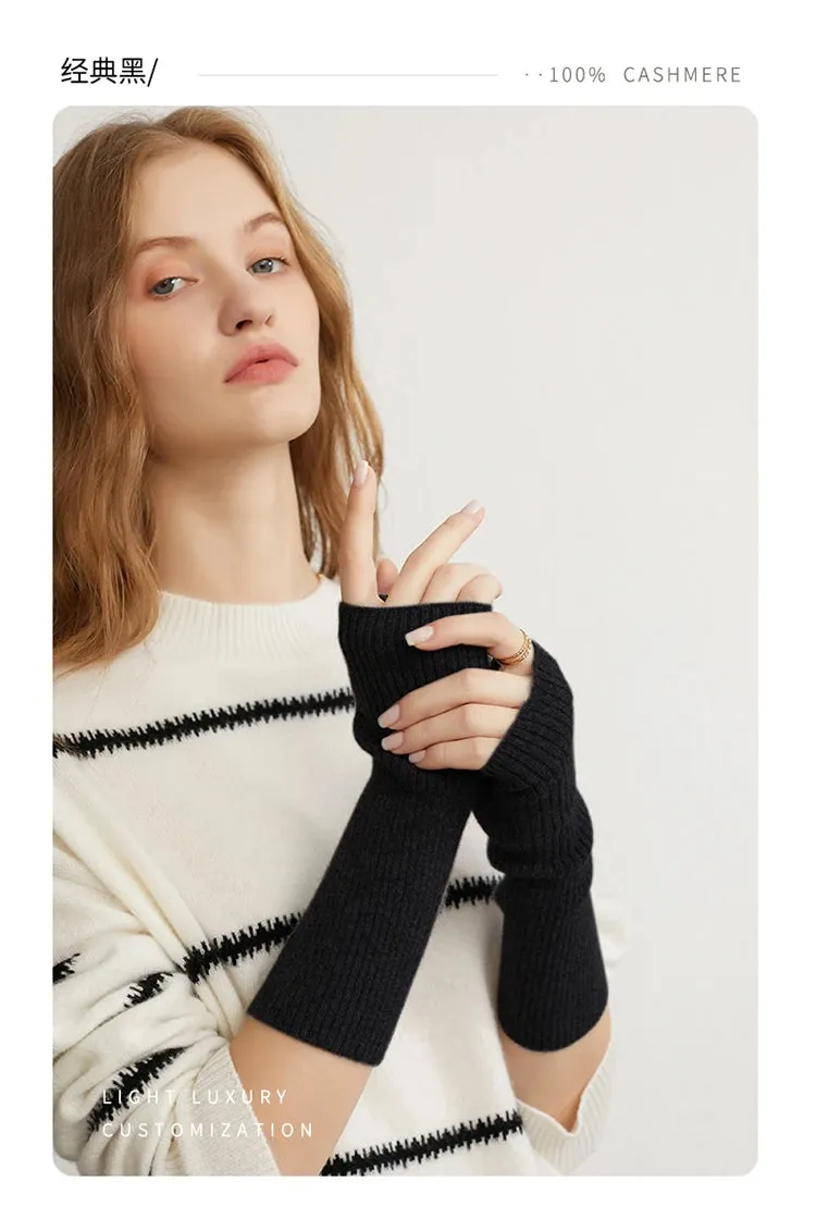 100% Cashmere Fingerless Gloves