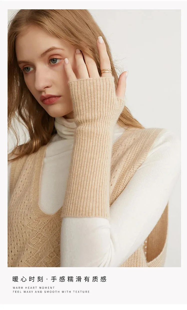 100% Cashmere Fingerless Gloves