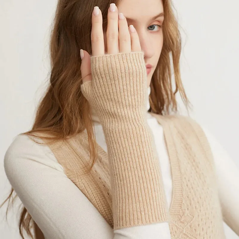 100% Cashmere Fingerless Gloves