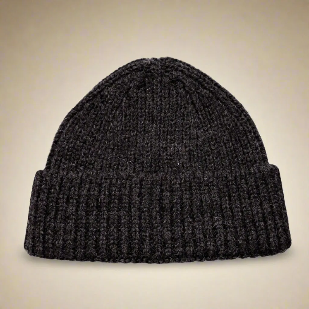 100% Pure British Wool Chunky Knit Beanie Hat - For Men or Women