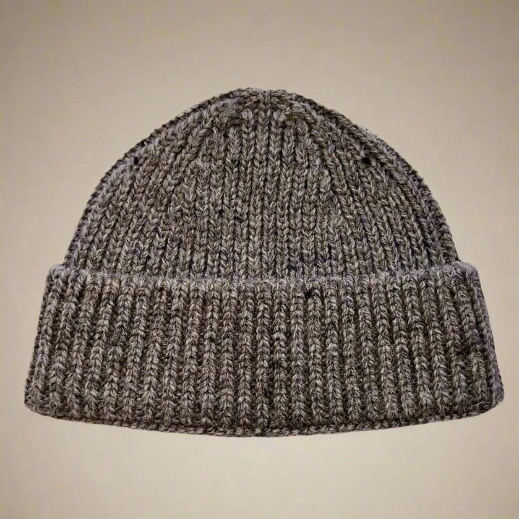 100% Pure British Wool Chunky Knit Beanie Hat - For Men or Women