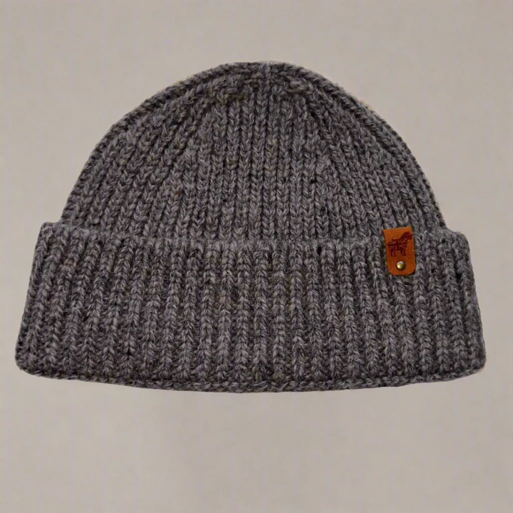 100% Pure British Wool Chunky Knit Beanie Hat - For Men or Women