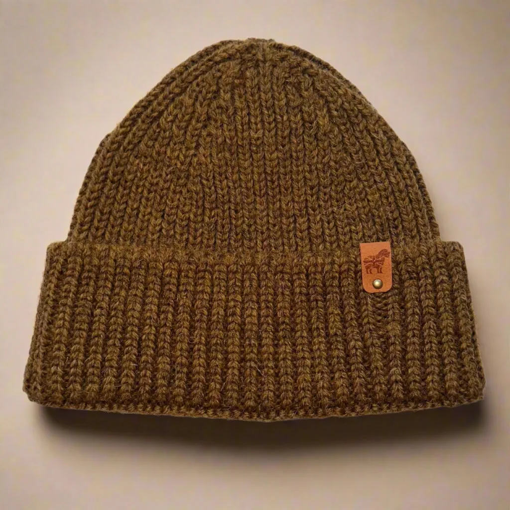 100% Pure British Wool Chunky Knit Beanie Hat - For Men or Women