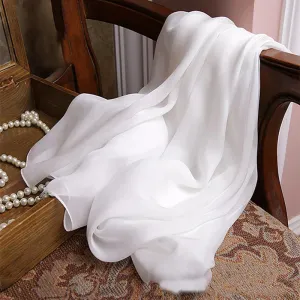 100% silk scarf Women White Solid Color Luxury Brand Pure silk Scarf Ladies silk Scarf female Autumn Winter Spring Summer
