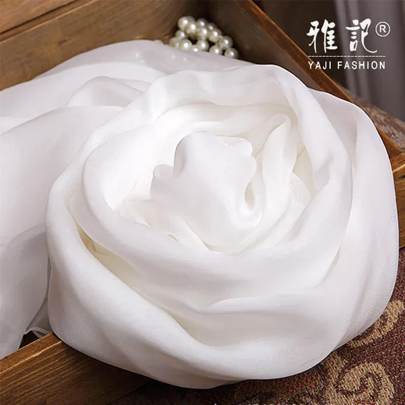100% silk scarf Women White Solid Color Luxury Brand Pure silk Scarf Ladies silk Scarf female Autumn Winter Spring Summer