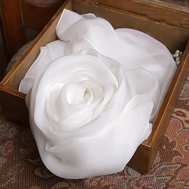 100% silk scarf Women White Solid Color Luxury Brand Pure silk Scarf Ladies silk Scarf female Autumn Winter Spring Summer