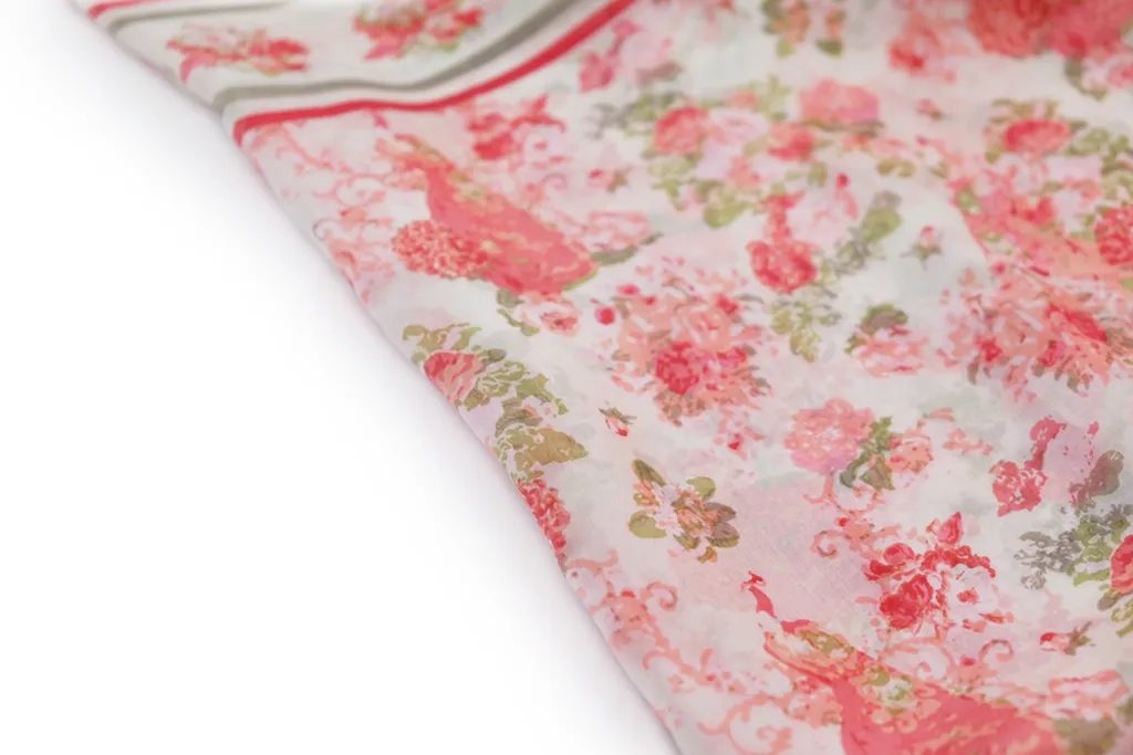 100% Silk Spanish Design Scarves (Pink Floral)