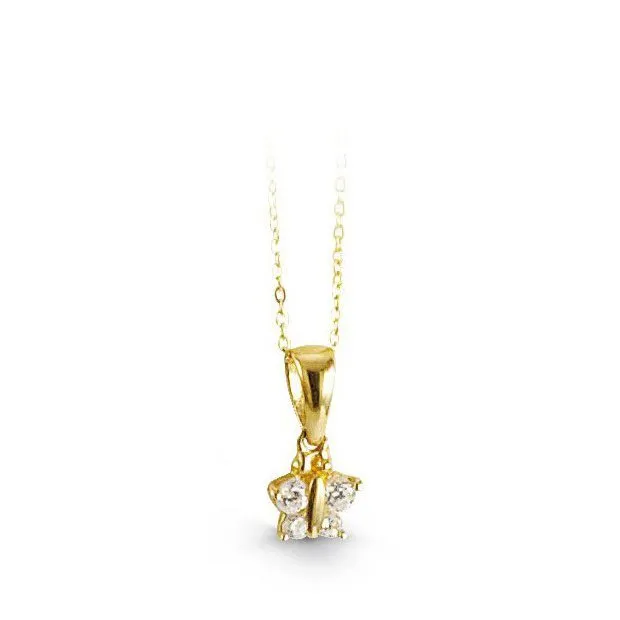 10K Yellow Gold CZ Baby Butterfly Necklace