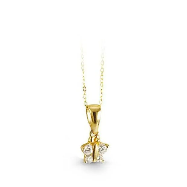 10K Yellow Gold CZ Baby Butterfly Necklace