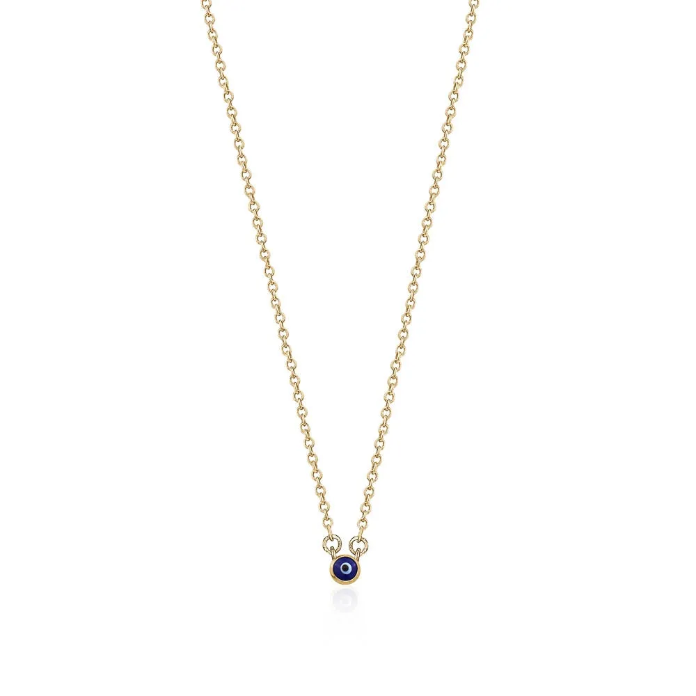 10K Yellow Gold Evil Eye Necklace 16"