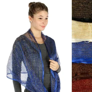 12 Assorted Colors Metallic Lurex Net Infinity Scarves - Fashion Luxury