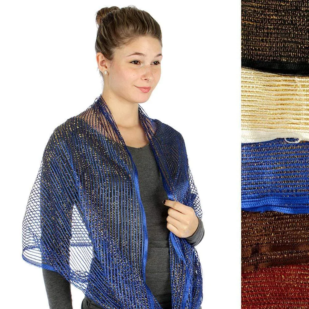 12 Assorted Colors Metallic lurex Net Infinity Scarves - Fashion Luxury