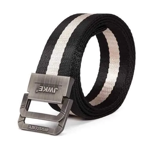 130CM Mens Canvas Double Loop Belt Outdoor Climbing Simple Military Tactical Nylon Belts