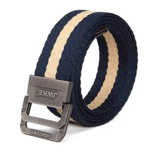 130CM Mens Canvas Double Loop Belt Outdoor Climbing Simple Military Tactical Nylon Belts