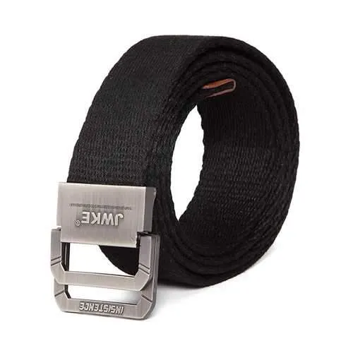 130CM Mens Canvas Double Loop Belt Outdoor Climbing Simple Military Tactical Nylon Belts