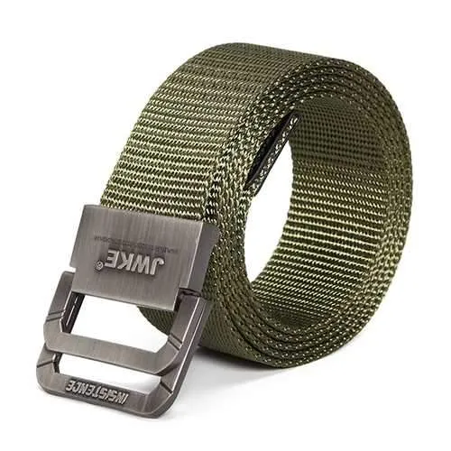 130CM Mens Canvas Double Loop Belt Outdoor Climbing Simple Military Tactical Nylon Belts