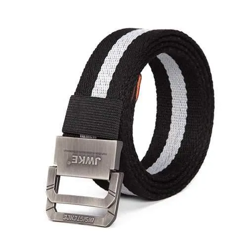 130CM Mens Canvas Double Loop Belt Outdoor Climbing Simple Military Tactical Nylon Belts