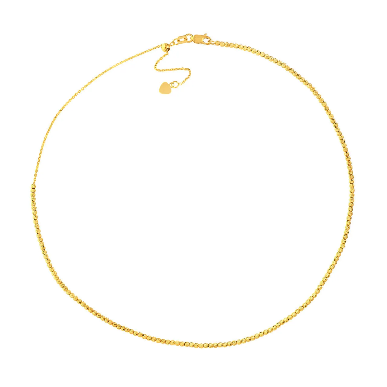 14K Gold Diamond Cut Beaded Choker Necklace