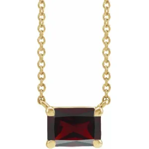 14K Gold Emerald Cut Gemstone 18" Necklaces