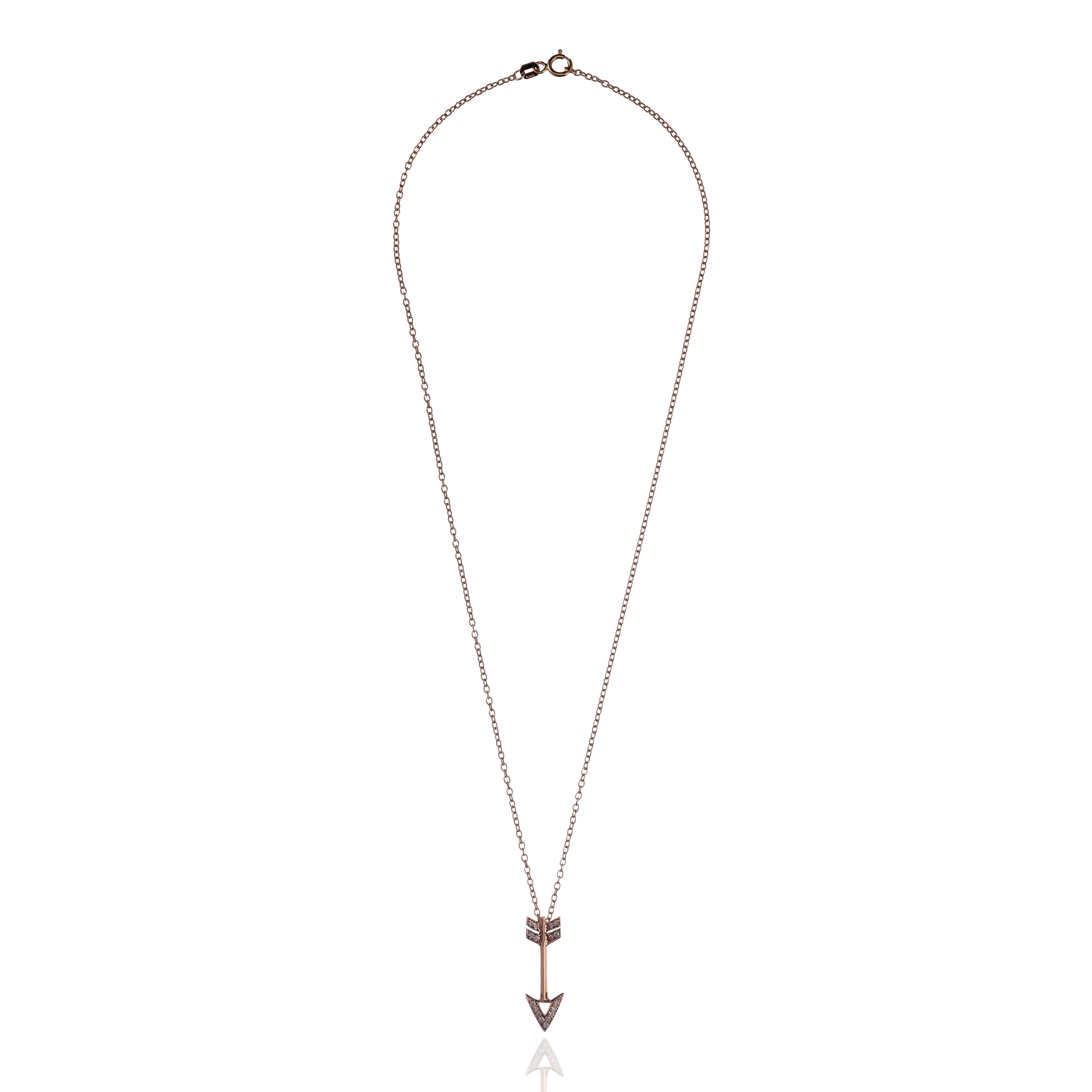 14K Rose Gold Chain & Arrow with White Diamonds