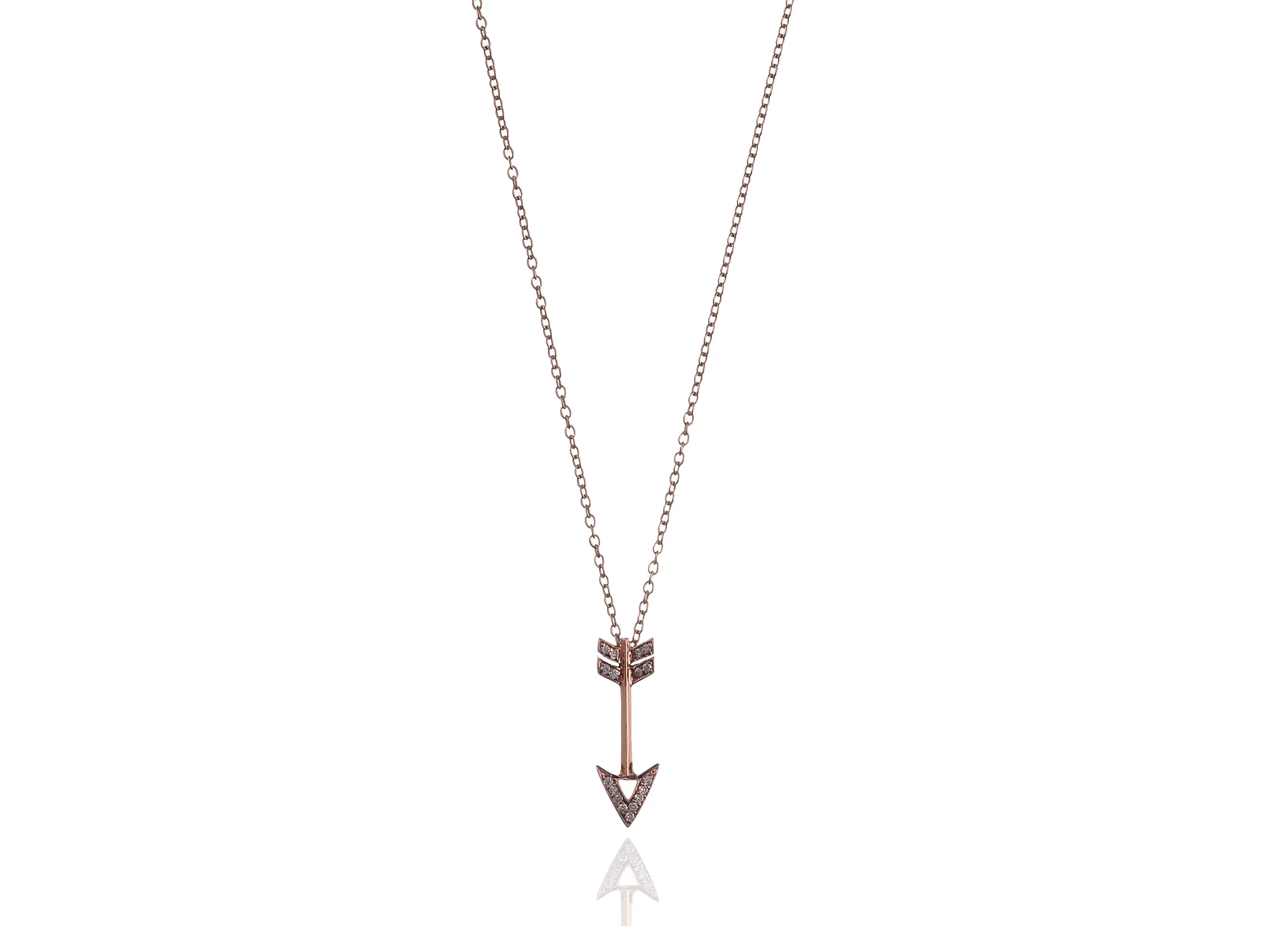 14K Rose Gold Chain & Arrow with White Diamonds