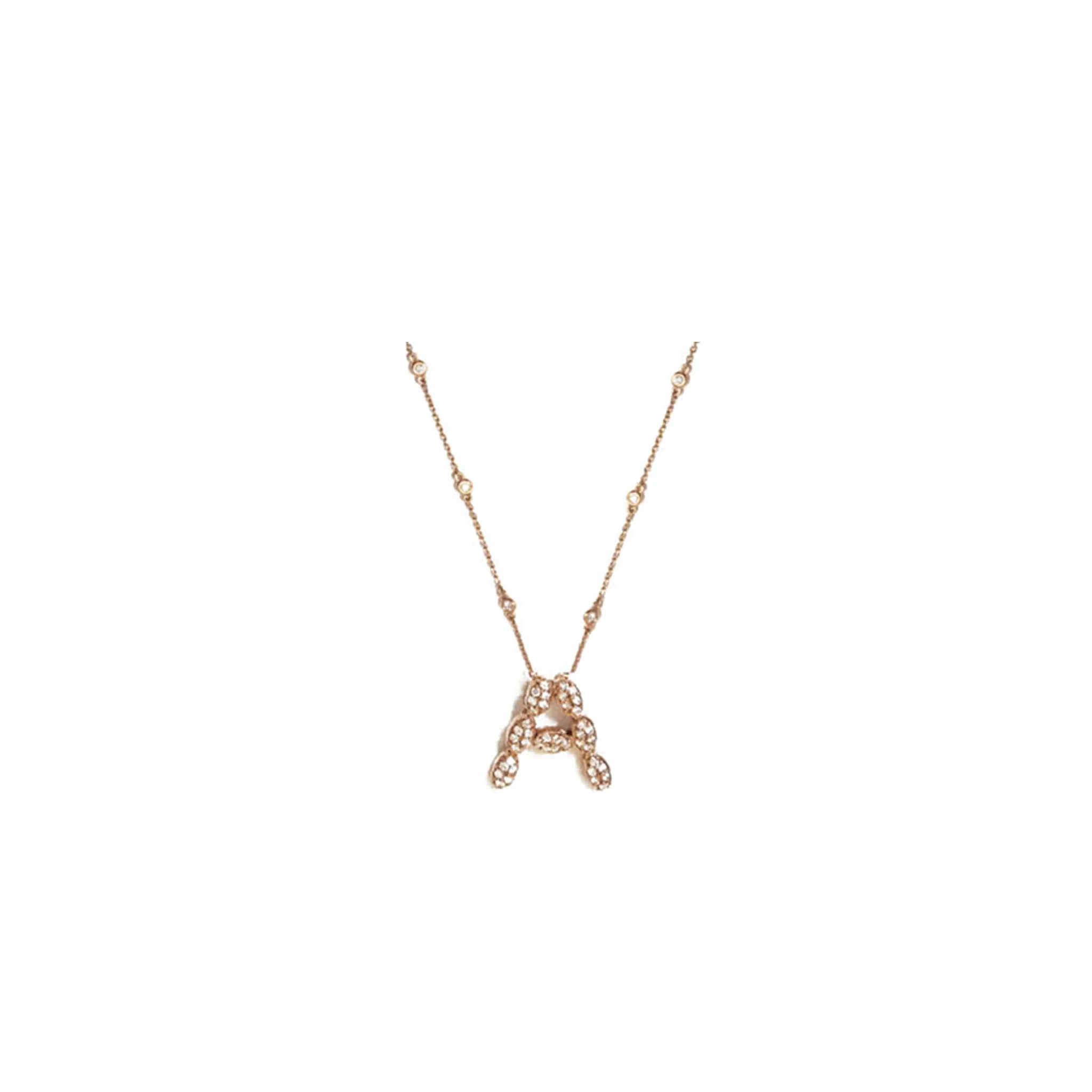 14K Rose Gold Initial Necklace with Diamonds