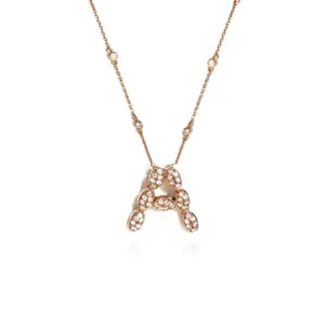 14K Rose Gold Initial Necklace with Diamonds