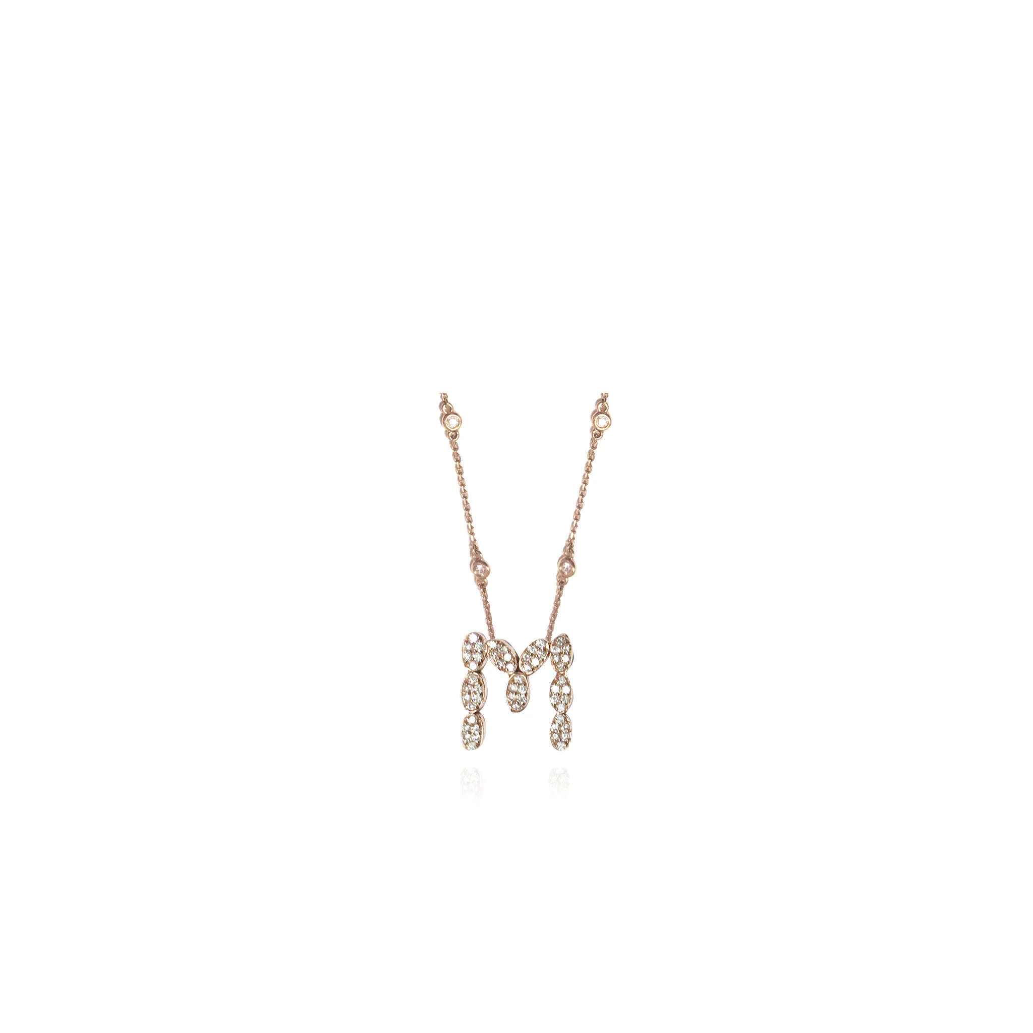 14K Rose Gold Initial Necklace with Diamonds