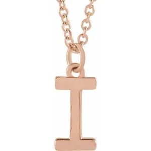 14K Rose Initial I Dangle 16" Necklace