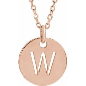 14K Rose Initial W 16-18" Necklace