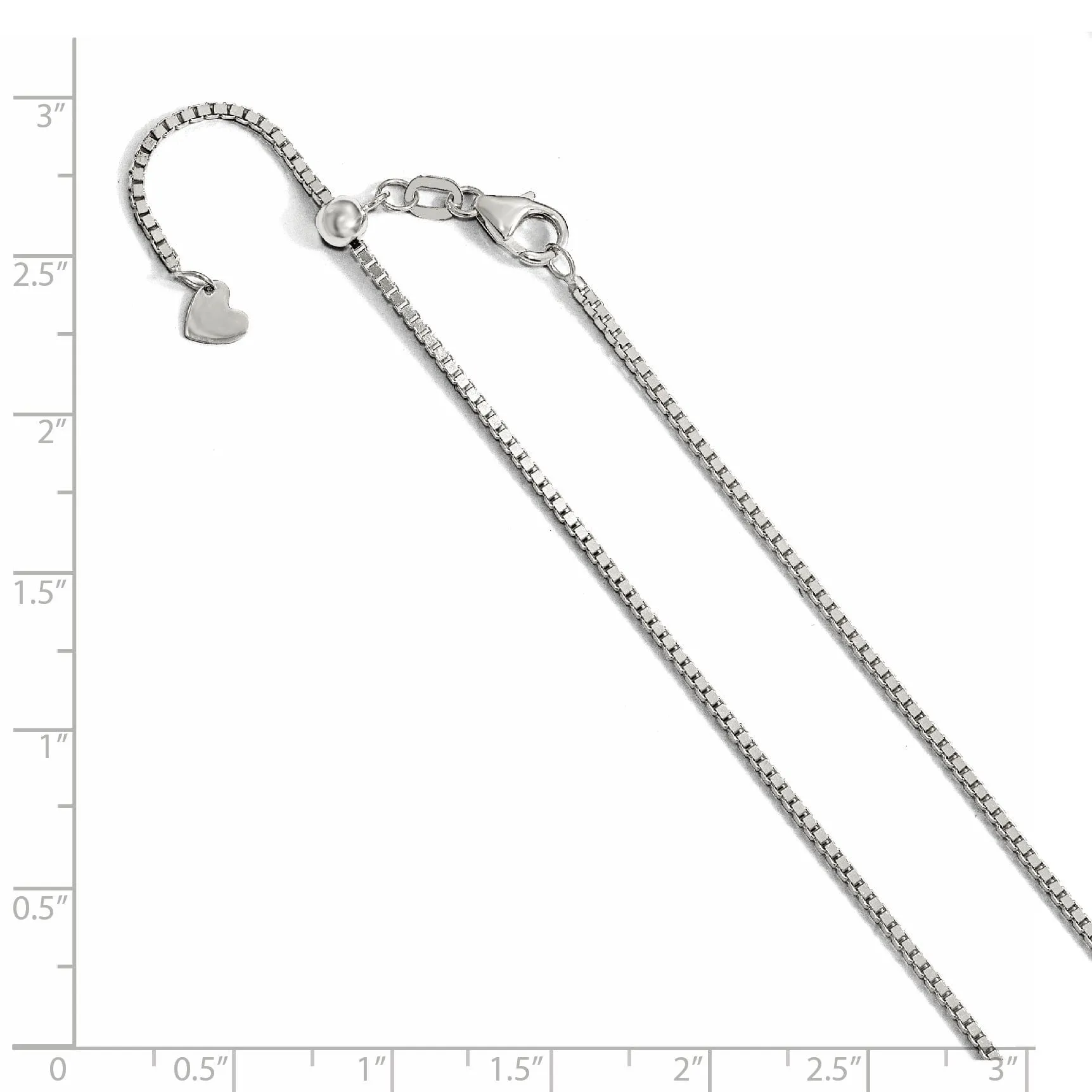 14k White Gold 1.20mm Adjustable Box Chain