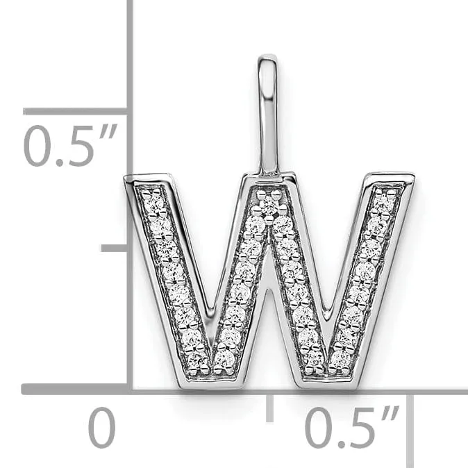 14K White Gold Diamond 0.109-CT Lower Case Style W Initial Charm