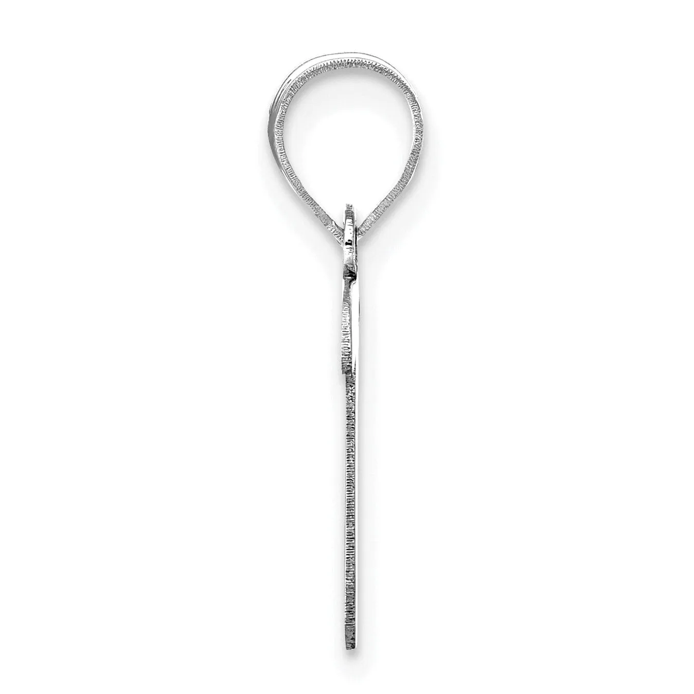 14k White Gold Script Design Letter T Initial Pendant
