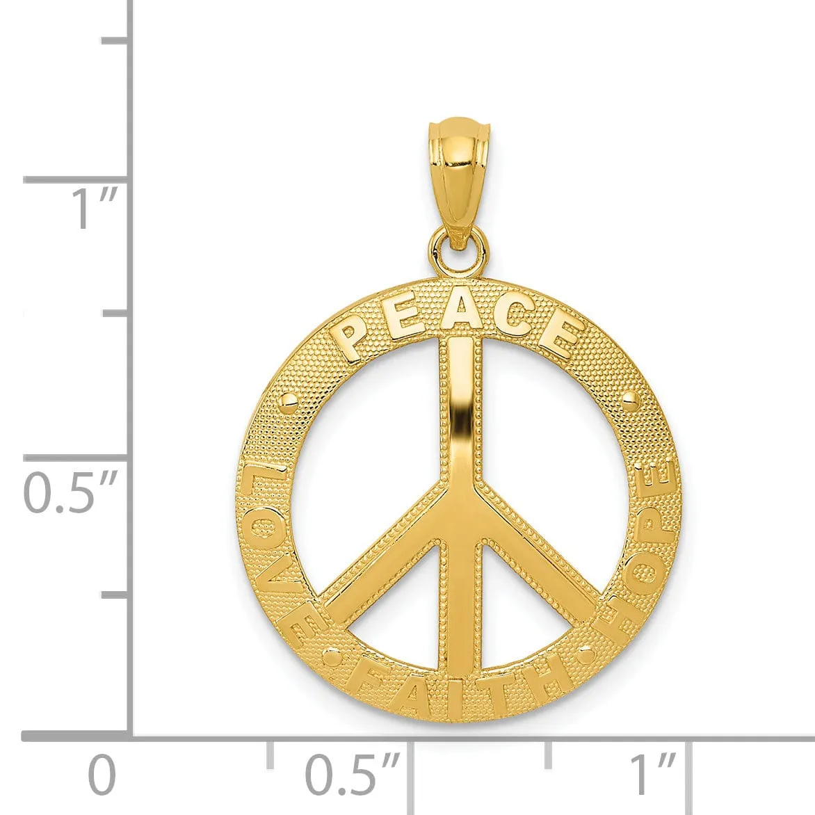 14k Yellow Gold Peace Sign Charm Pendant