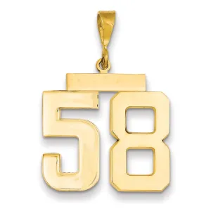 14k Yellow Gold Polished Finish Large Size Number 58 Charm Pendant