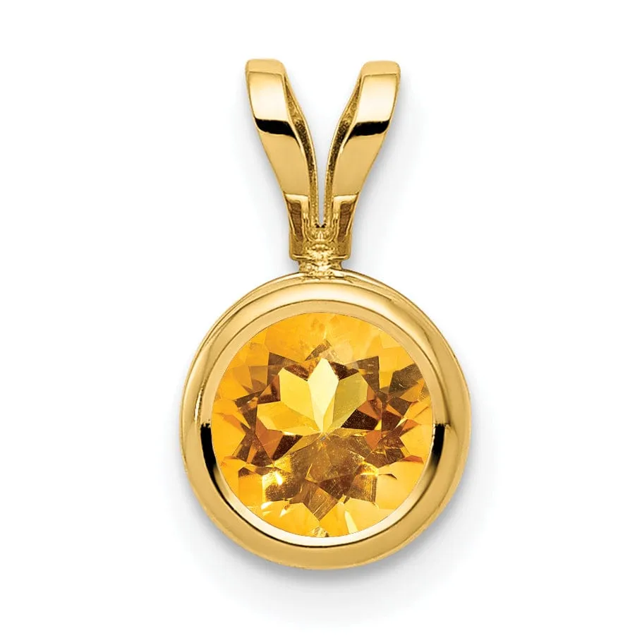 14k Yellow Gold Round Bezel Pendant