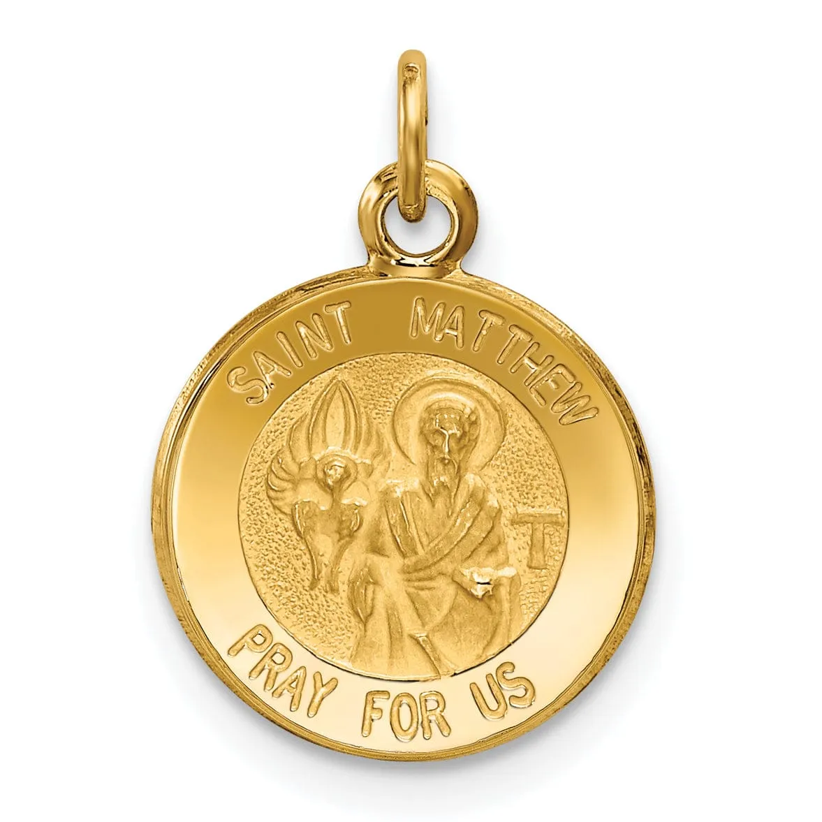 14k Yellow Gold Saint Matthew Medal Pendant