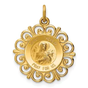 14k Yellow Gold Saint Theresa Medal Pendant