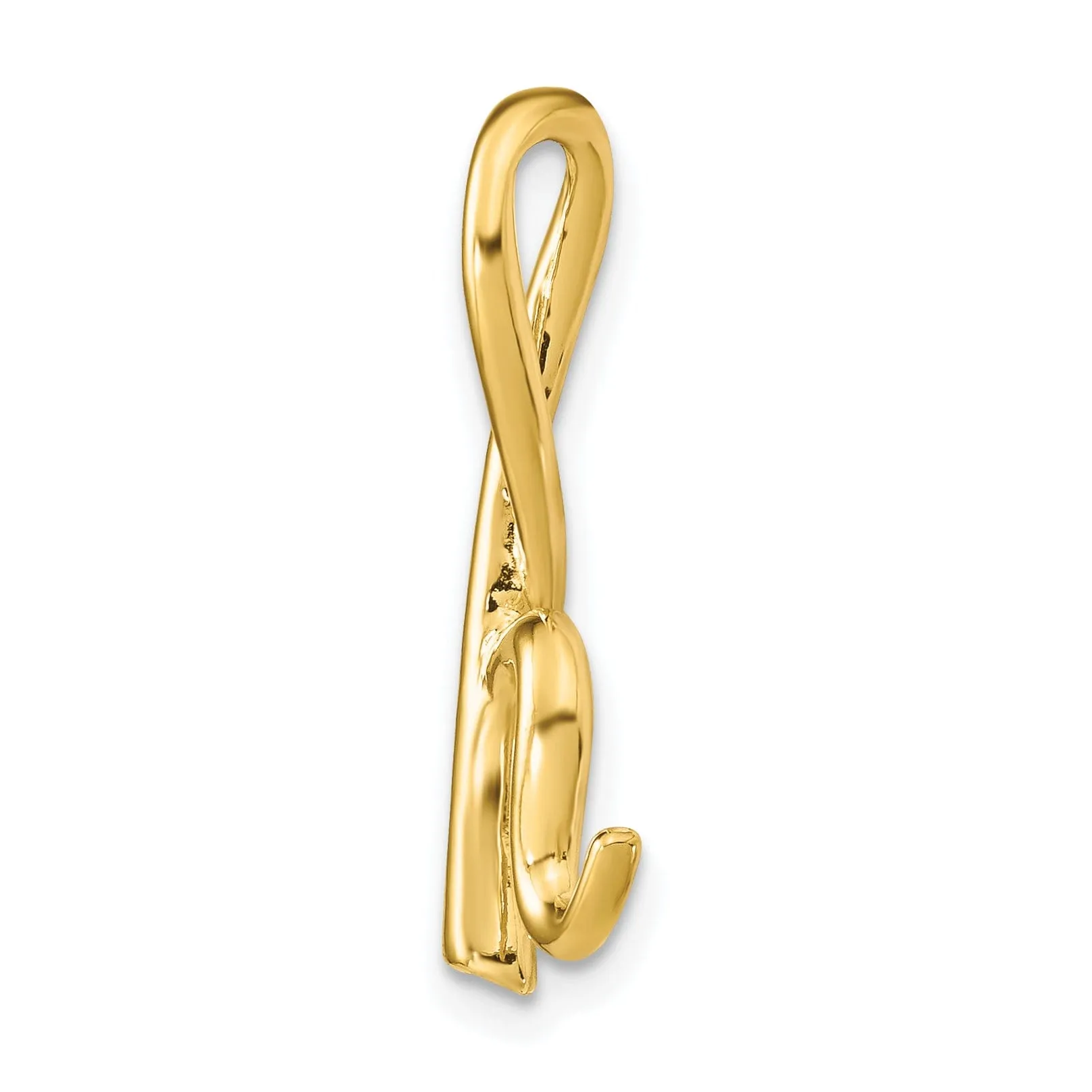 14k Yellow Gold Script Design Large Letter H Initial Slide Pendant