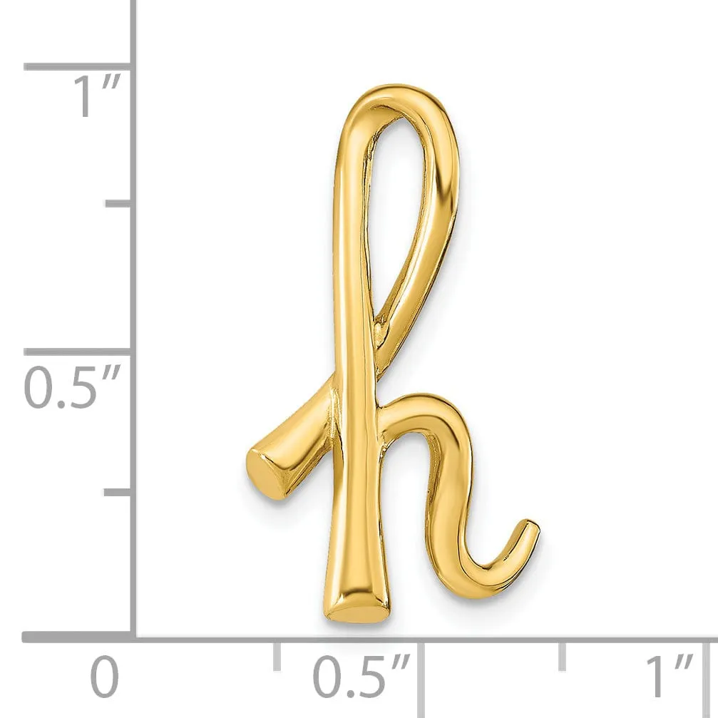 14k Yellow Gold Script Design Large Letter H Initial Slide Pendant