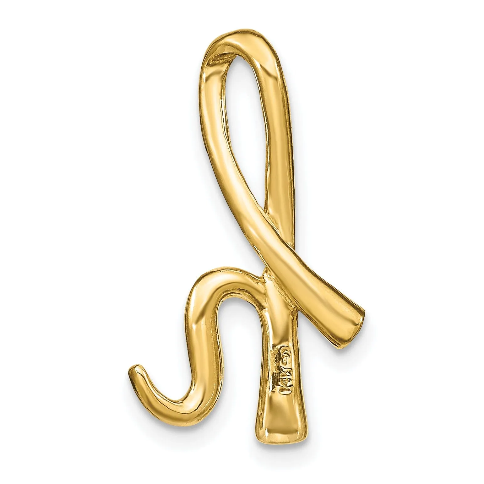 14k Yellow Gold Script Design Large Letter H Initial Slide Pendant