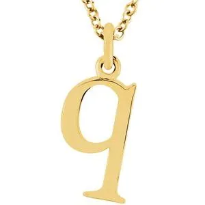 14K Yellow Lowercase Initial q 16" Necklace