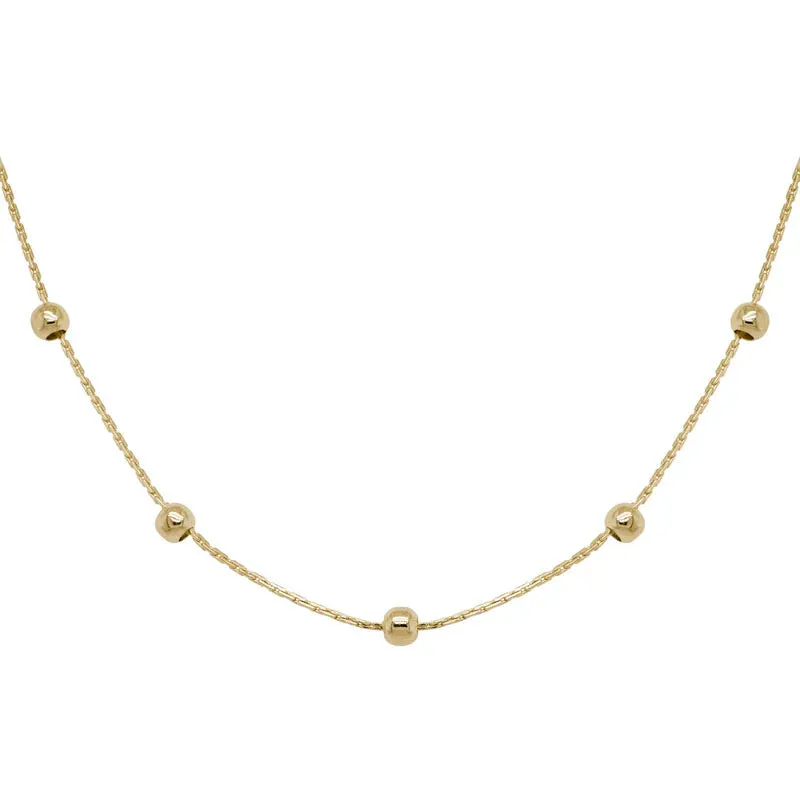 14kt Beaded Station Necklace